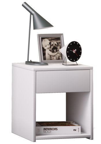 Sledo Mini Nachttisch, mit Schublade und Ablage - weißes Holz