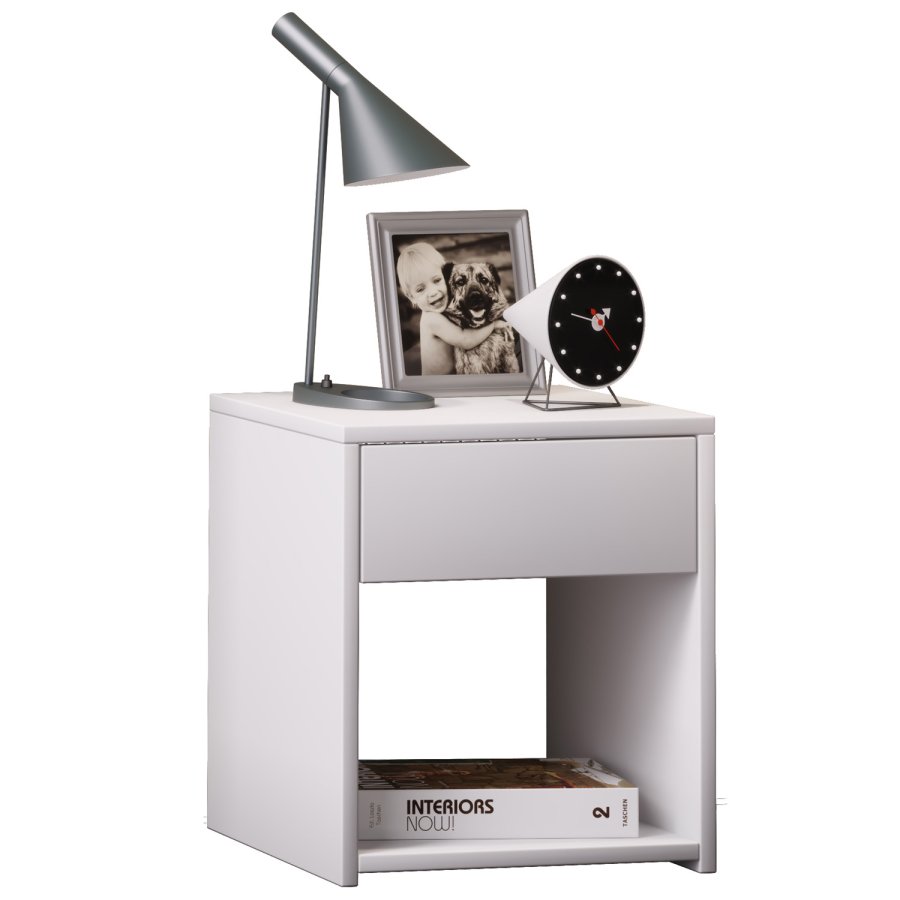 Sledo Mini Nachttisch, mit Schublade und Ablage - weißes Holz