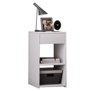 VCM NORDIC Sledo Maxi sängbord, med 2 hyllor och 1 lda - vitt trä