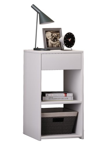 Sledo Maxi nattbord, m. 2 hyller og 1 skuff - hvitt tre