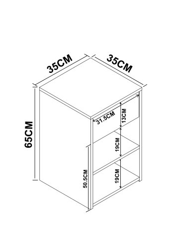 Sledo Maxi nattbord, m. 2 hyller og 1 skuff - hvitt tre