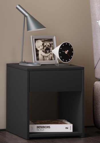 Sledo Mini nattbord, m. 1 hylle og 1 skuff - sort tre