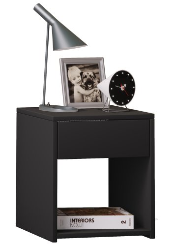 Sledo Mini nattbord, m. 1 hylle og 1 skuff - sort tre