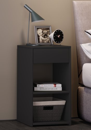 Sledo Maxi nattbord, m. 2 hyller og 1 skuff - sort tre