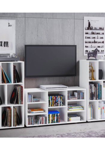 Wotino reol, m. 8 rom - hvitt tre