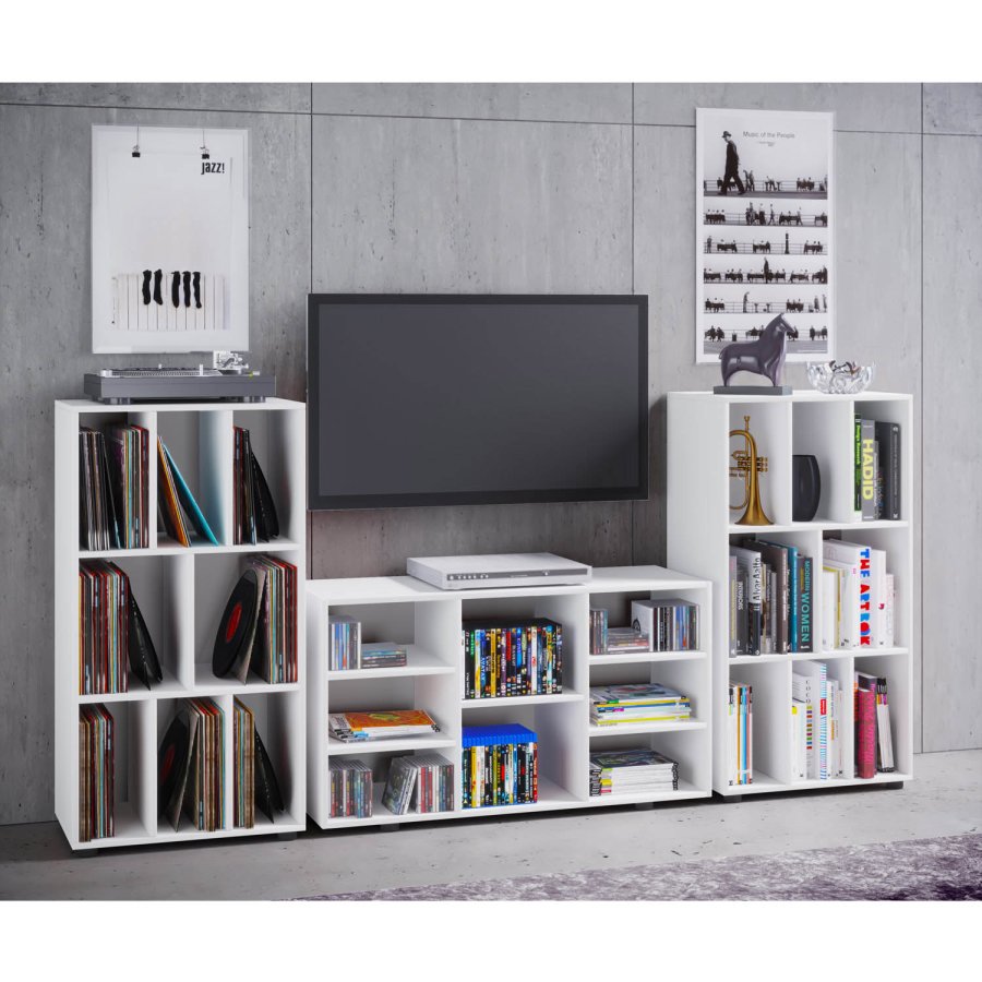 Wotino reol, m. 8 rom - hvitt tre