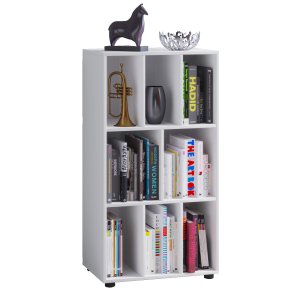 Wotino reol, m. 8 rum - hvid tr(H:114cm x60cm x 40cm)