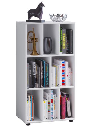 Wotino reol, m. 8 rom - hvitt tre