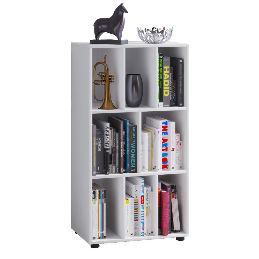 Wotino reol, m. 8 rom - hvitt tre