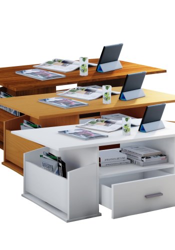 Junata sofabord, m. 2 rom, 1 hylle og 1 skuff - naturlig tre