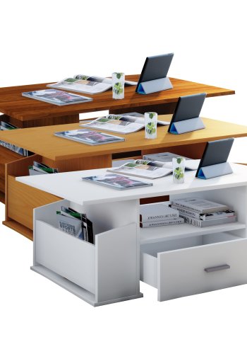 Junata sofabord, m. 2 rom, 1 hylle og 1 skuff - naturlig tre