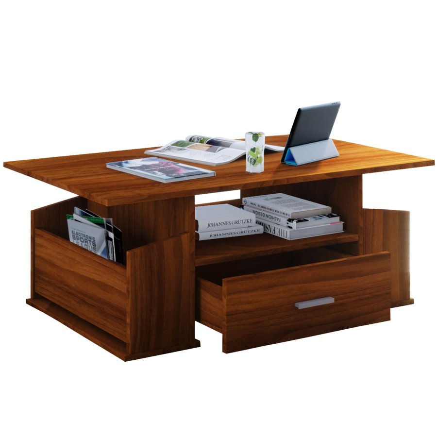 Junata sofabord, m. 2 rom, 1 hylle og 1 skuff - naturlig tre