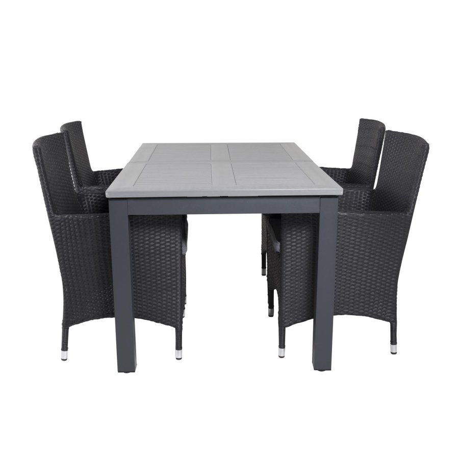 VENTURE DESIGN Malin hagestol med armlener og gr stoffpute - sort rotting og aluminium