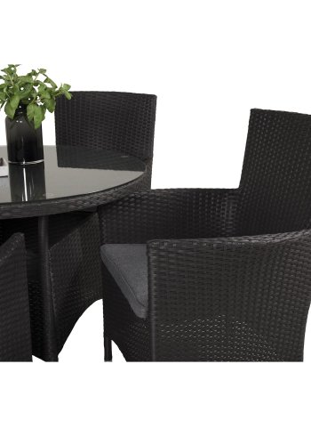 VENTURE DESIGN Malin hagestol med armlener og gr stoffpute - sort rotting og aluminium