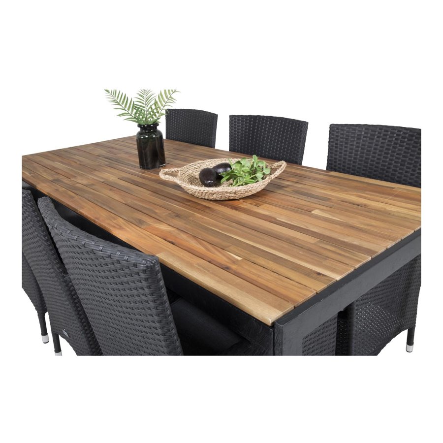 VENTURE DESIGN Malin hagestol med armlener og gr stoffpute - sort rotting og aluminium