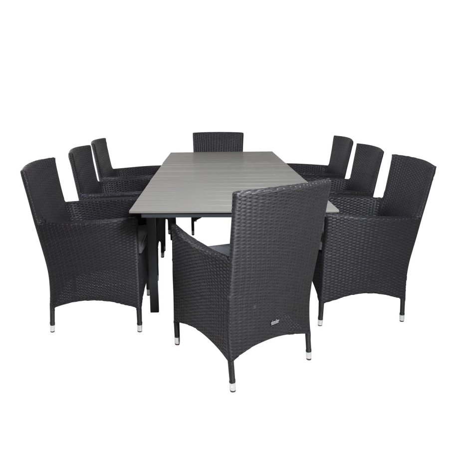 VENTURE DESIGN Malin hagestol med armlener og gr stoffpute - sort rotting og aluminium