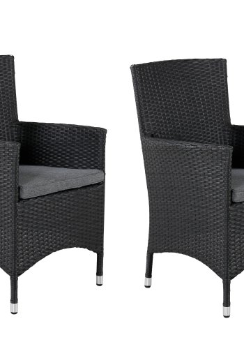 VENTURE DESIGN Malin hagestol med armlener og gr� stoffpute - sort rotting og aluminium