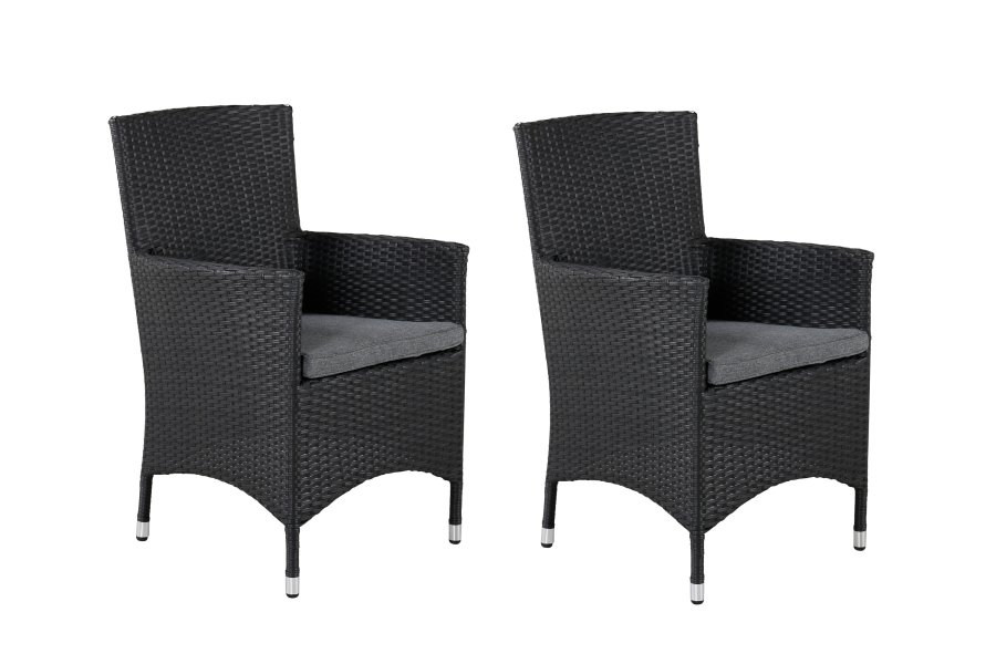 VENTURE DESIGN Malin hagestol med armlener og gr� stoffpute - sort rotting og aluminium