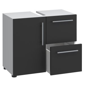 Flandu underskab, m. 1 lge og 2 skuffer - sort/hvid tr