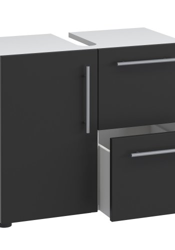 Flandu underskap, m. 1 dr og 2 skuffer - sort/hvit tre