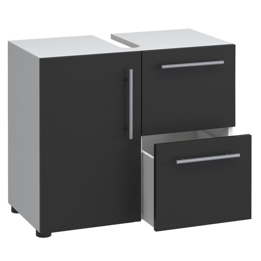 Flandu underskap, m. 1 dr og 2 skuffer - sort/hvit tre