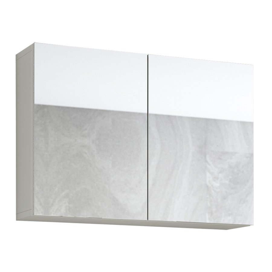 Flandu veggskap, m. 2 speildrer - hvitt tre