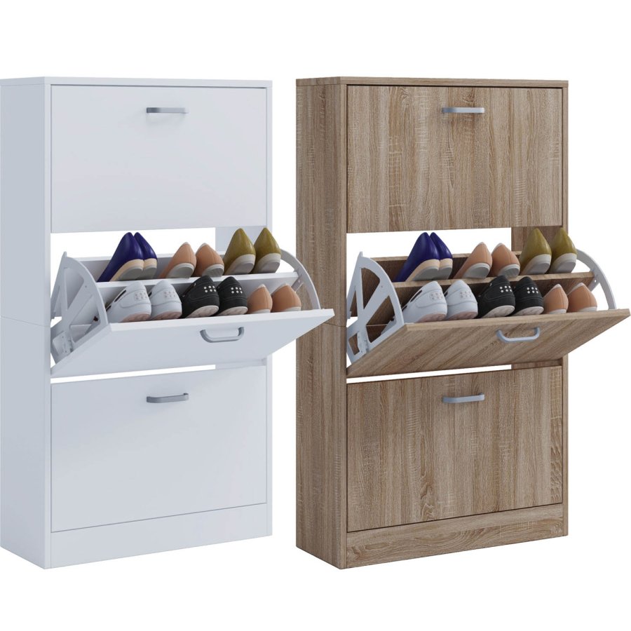 Sipos L skoskap, m. 3 drer - naturlig tre