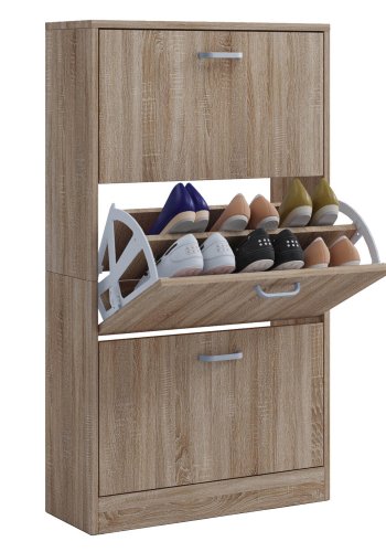 Sipos L skoskap, m. 3 drer - naturlig tre