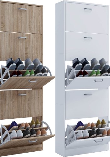 Sipos XL skoskap, m. 5 drer - hvitt tre