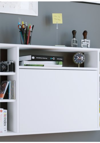 VCM NORDIC Wandila skrivbord fr vgg, med hyllor - vitt tr