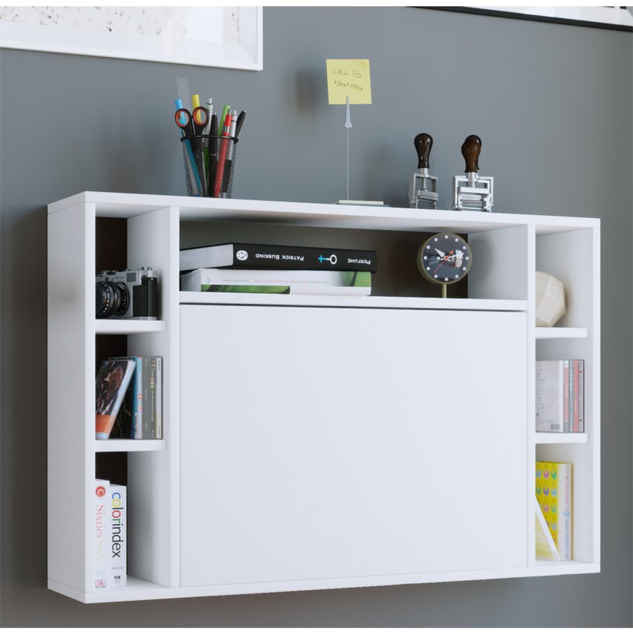 VCM NORDIC Wandila skrivbord fr vgg, med hyllor - vitt tr