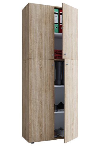 Lona skap, m. 4 drer og 4 hyller - naturlig tre