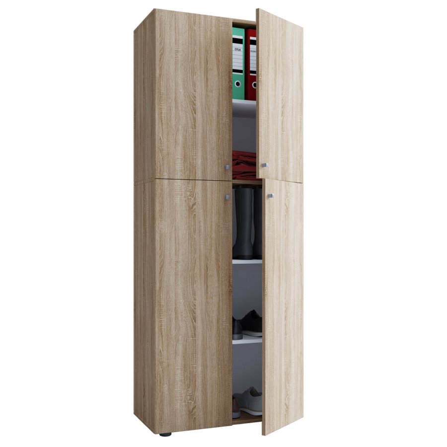 Lona skap, m. 4 drer og 4 hyller - naturlig tre