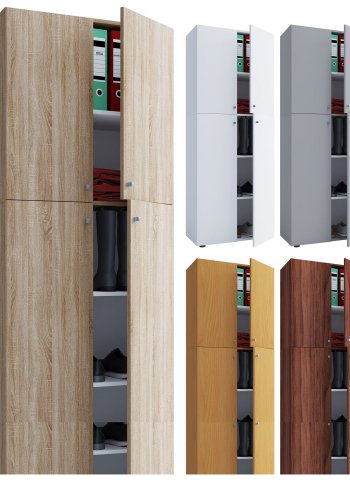 Lona skap, m. 4 drer og 4 hyller - naturlig tre