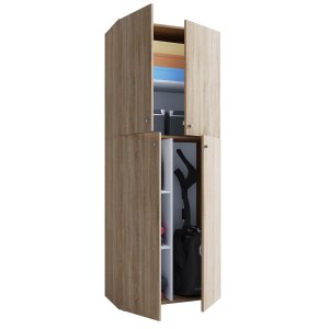 Lona Schrank, mit 4 Türen und 4 Regalen - Naturholz