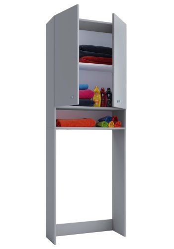 Lona skap, m. 2 drer og 1 hylle - grtt tre