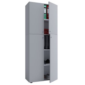 VCM NORDIC Lona skp, med 4 luckor och 4 hyllplan - grtt trä