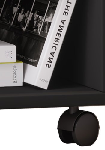 Rolda nattbord, m. 1 hylle og 1 skuff - sortlakert tre