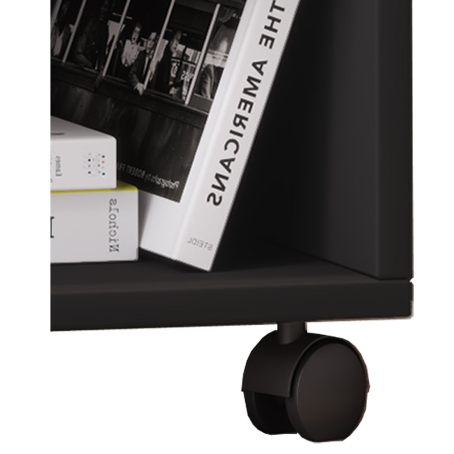 Rolda nattbord, m. 1 hylle og 1 skuff - sortlakert tre