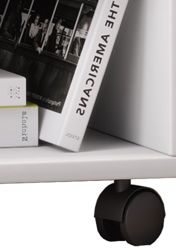 Rolda nattbord, m. 1 hylle og 1 skuff - hvitt tre