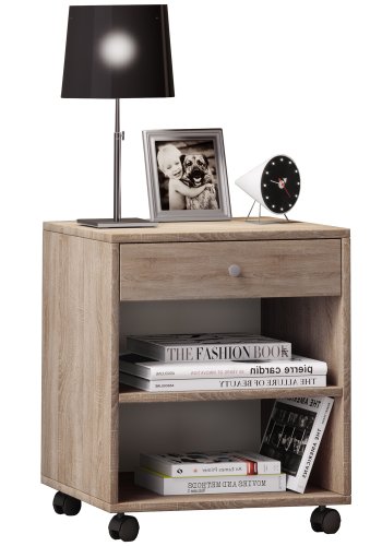 Rolda nattbord, m. 1 hylle og 1 skuff - naturlig tre