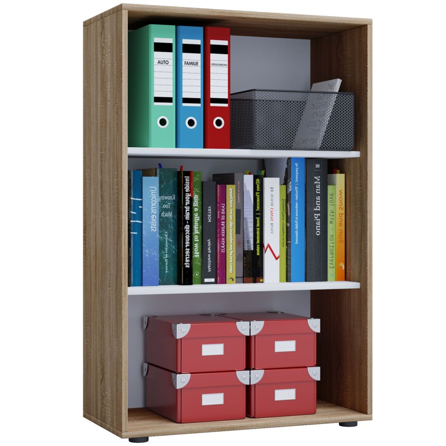 Lona XL reol, m. 2 hyller - naturlig og hvitt tre