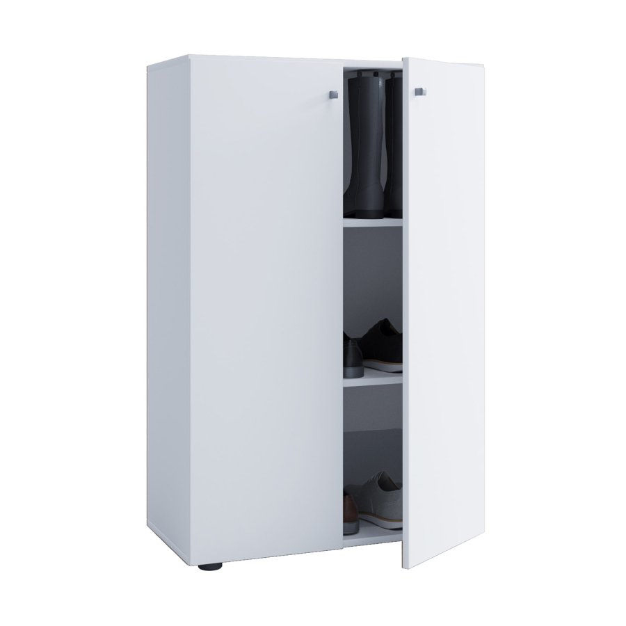 Lona skap, m. 2 drer og 2 hyller - hvitt tre