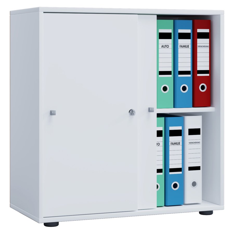 Lona L skap, m. 2 skyvedrer og 1 hylle - hvitt tre