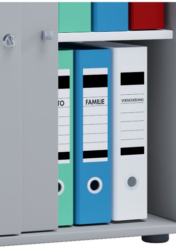 Lona L skap, med skyvedrer og 1 hylle - grtt tre