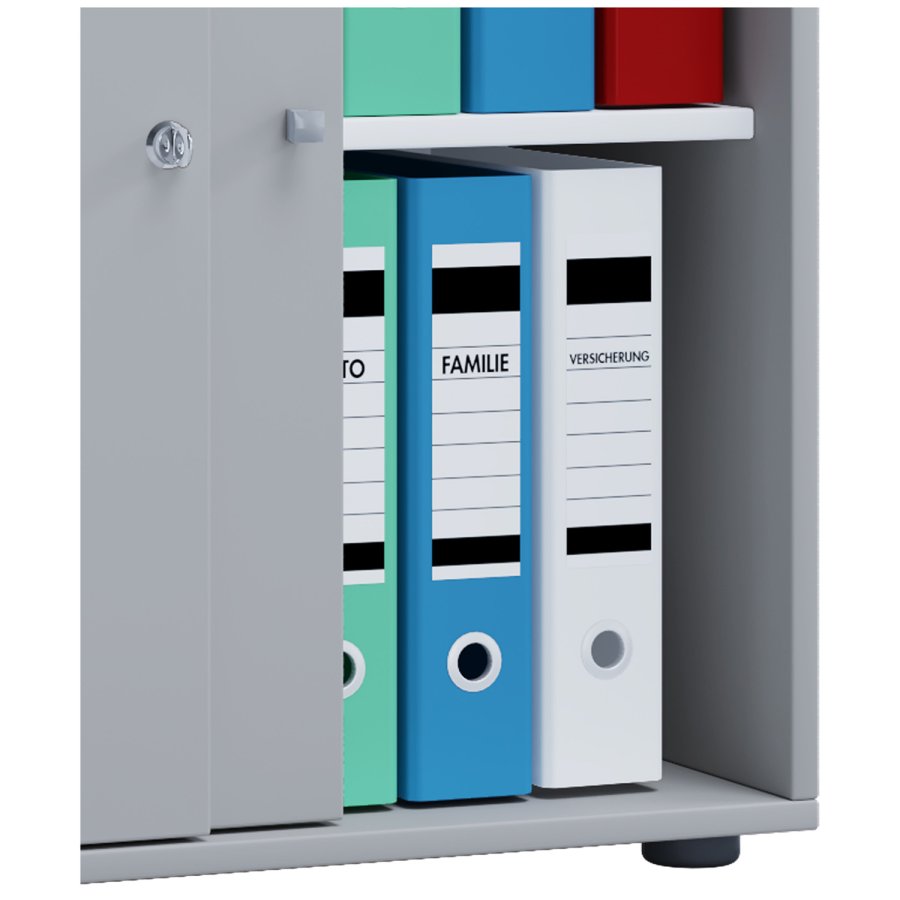 Lona L skap, med skyvedrer og 1 hylle - grtt tre