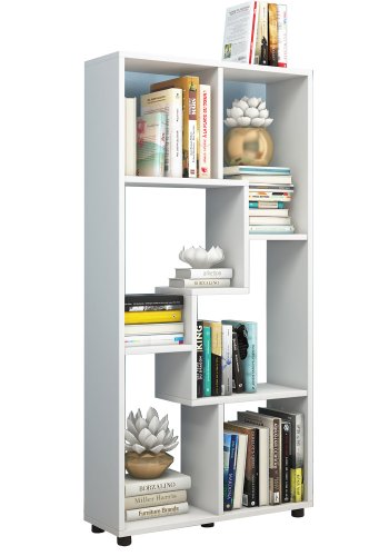 Blina Regal, 6 Fächer – weißes Holz (H: 119 cm x 60 cm x 20 cm)