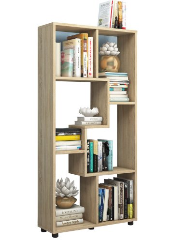 Blina Regal, mit 6 Fächern - Naturholz (H: 119cm x60cm x 20cm)