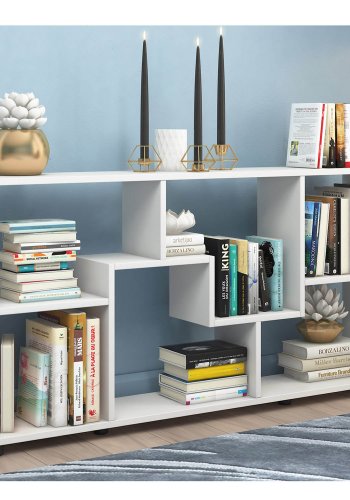 Pintal reol, m. 6 rom - hvitt tre