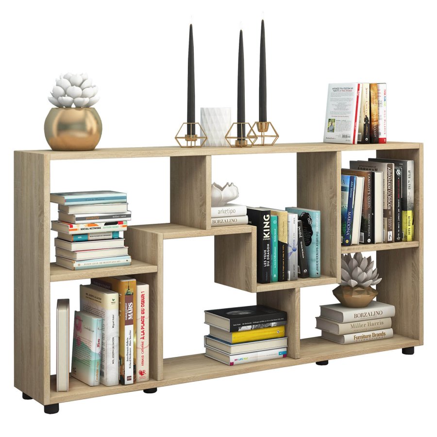 Pintal reol, m. 6 rum - natur, komposittr(H:63cm x113,5cm x 20cm)